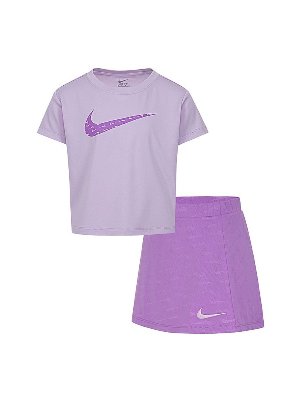 Nike Swoosh graphic tee and skort matching purple set